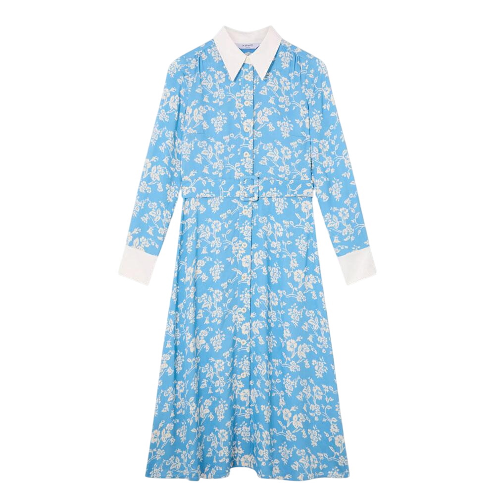 L.K. Bennett Kate Blue Meadow Print Shirt Dress